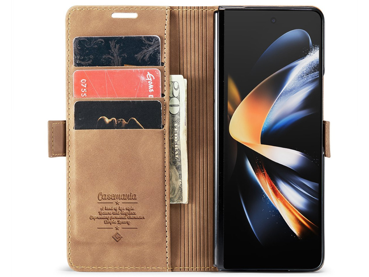 CaseMania Vintage Slim Bookcase Bruin - Samsung Galaxy Z Fold 6 hoesje