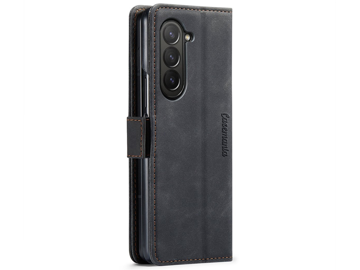 CaseMania Vintage Slim Bookcase Zwart - Samsung Galaxy Z Fold 6 hoesje