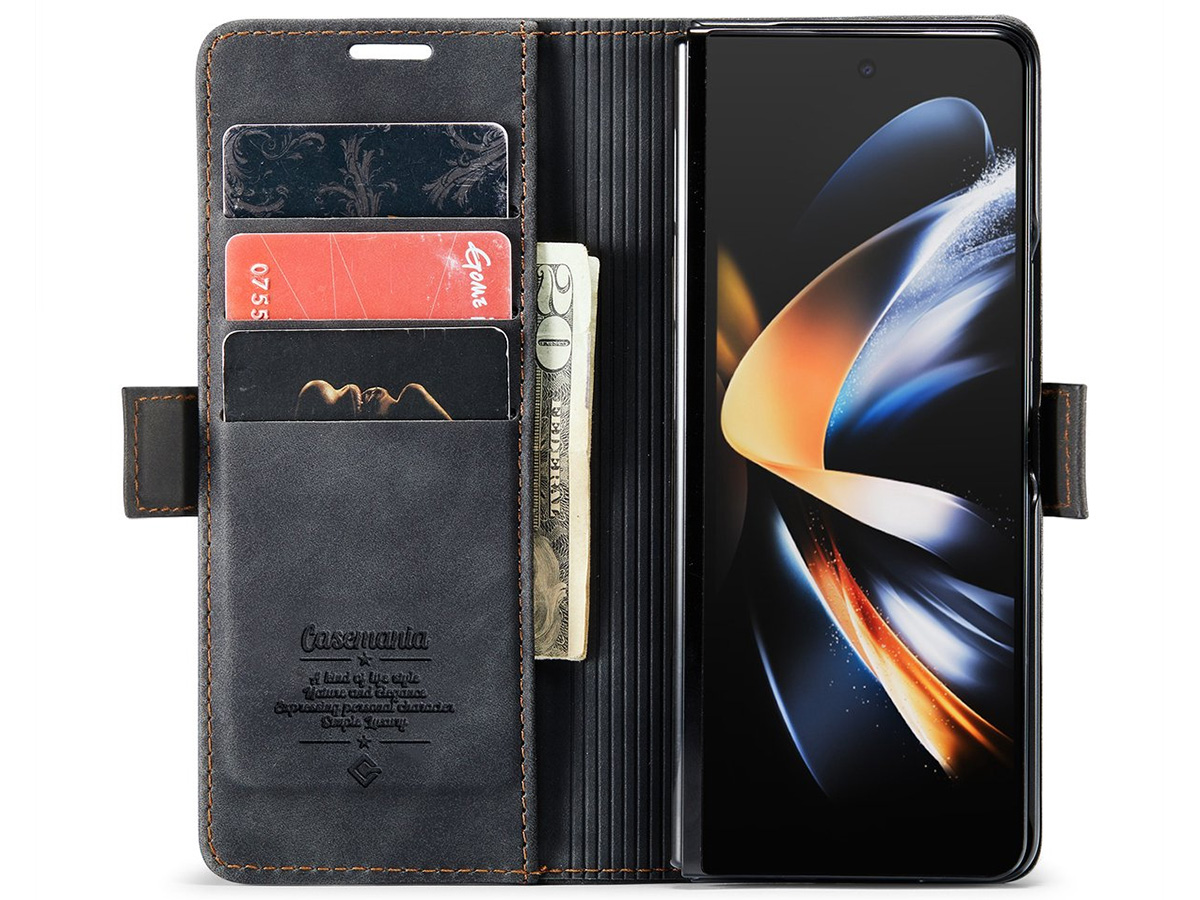 CaseMania Vintage Slim Bookcase Zwart - Samsung Galaxy Z Fold 6 hoesje