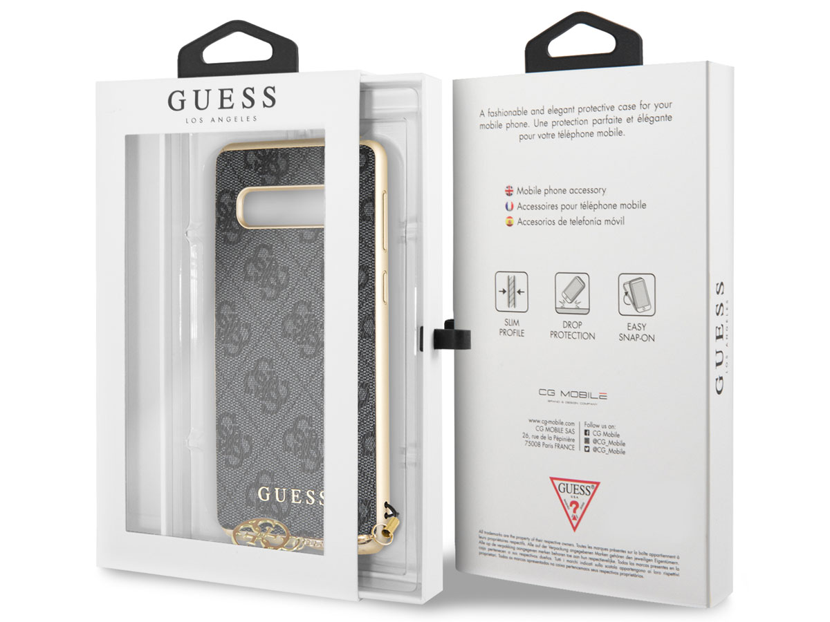 Guess Monogram Charm Case Grijs - Samsung Galaxy S10 hoesje