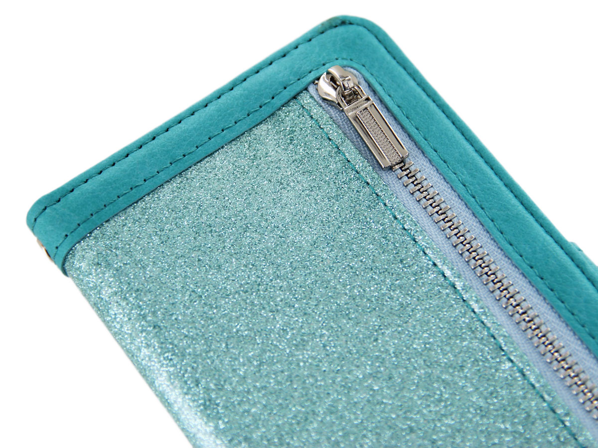 Glitsie Zip Case met Rits Turquoise - Samsung Galaxy S10+ hoesje