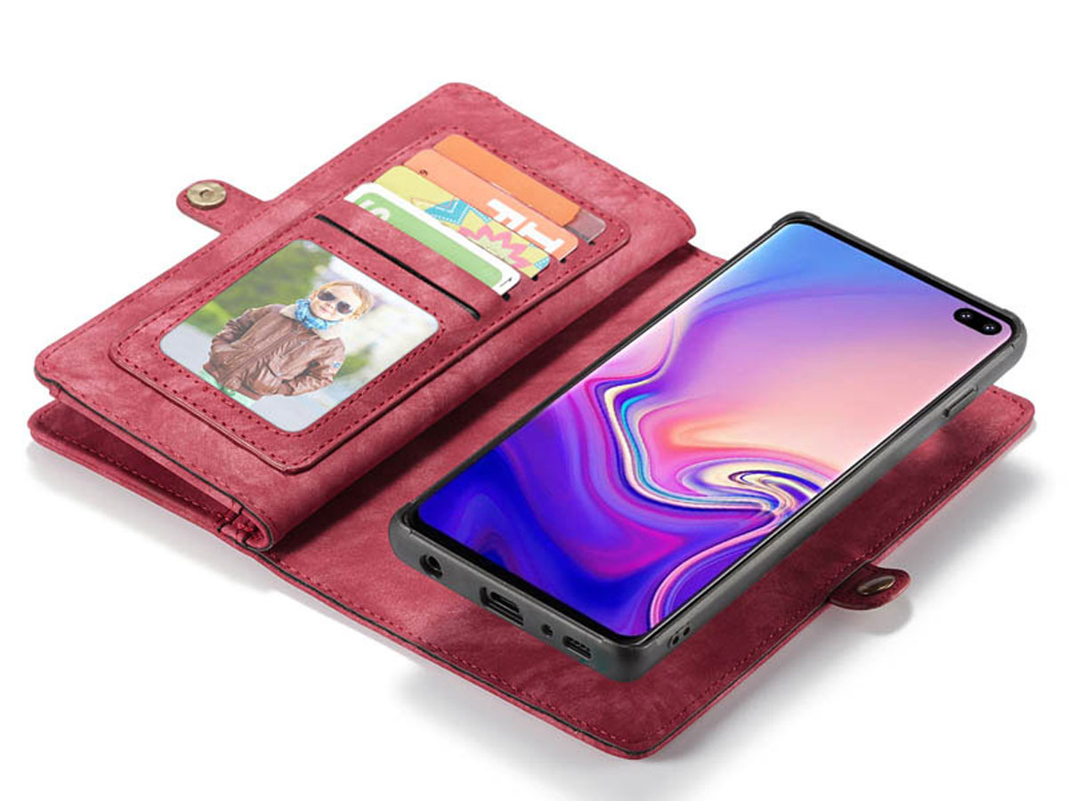 CaseMe 2in1 Wallet Ritsvak Case Rood - Samsung Galaxy S10+ Hoesje