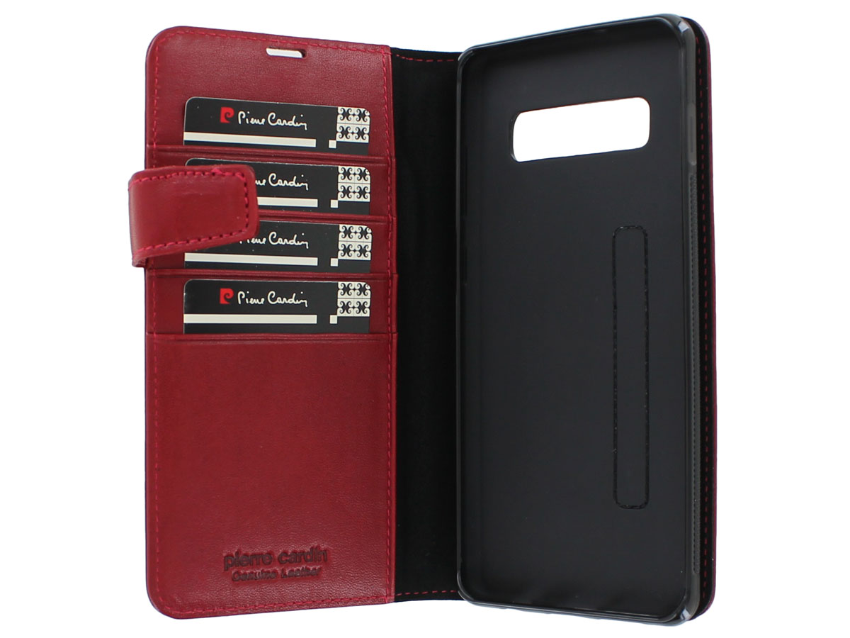 Pierre Cardin Book Case Rood Leer - Galaxy S10+ hoesje