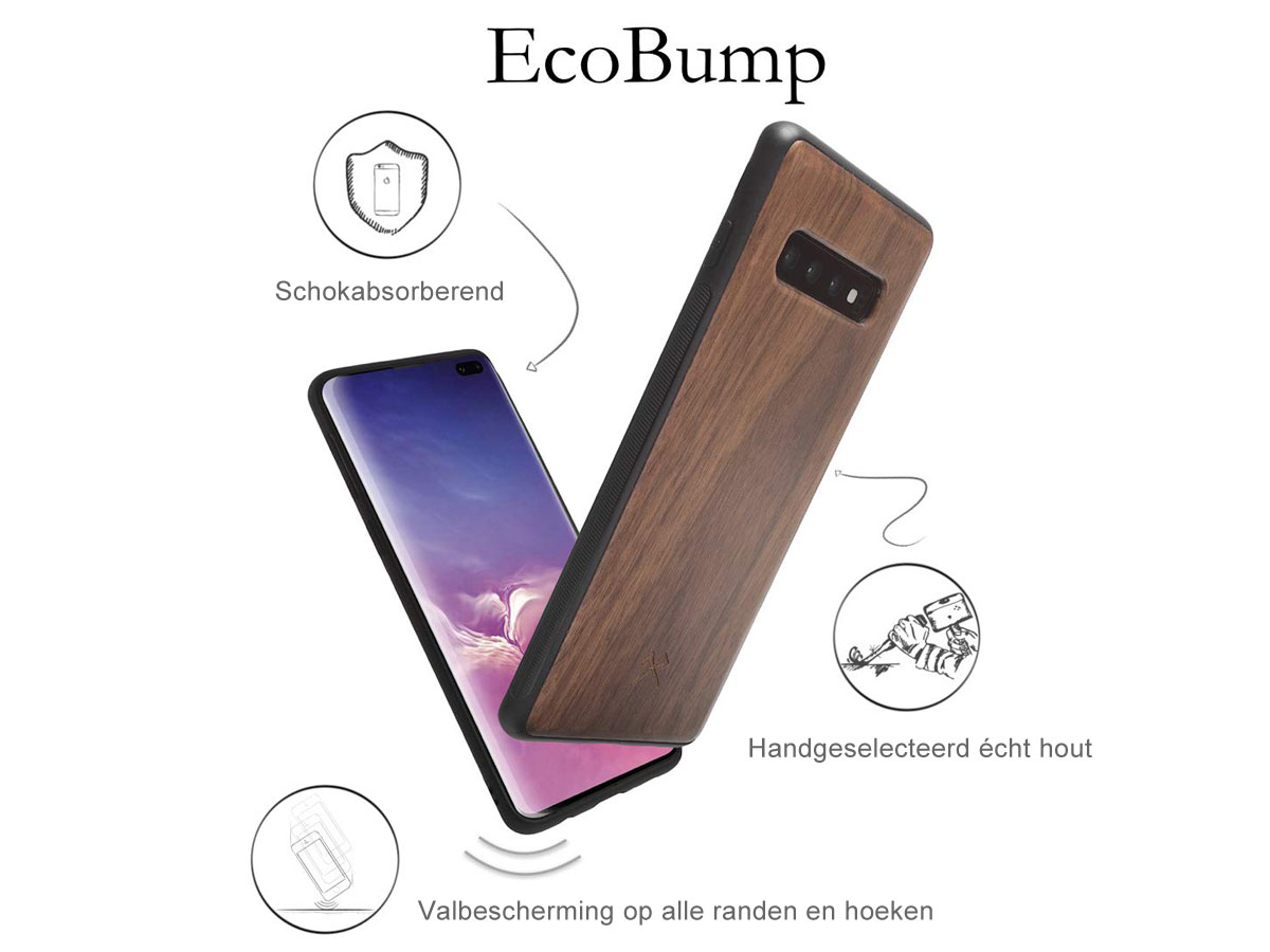 Woodcessories EcoBump Walnut - Samsung Galaxy S10+ hoesje