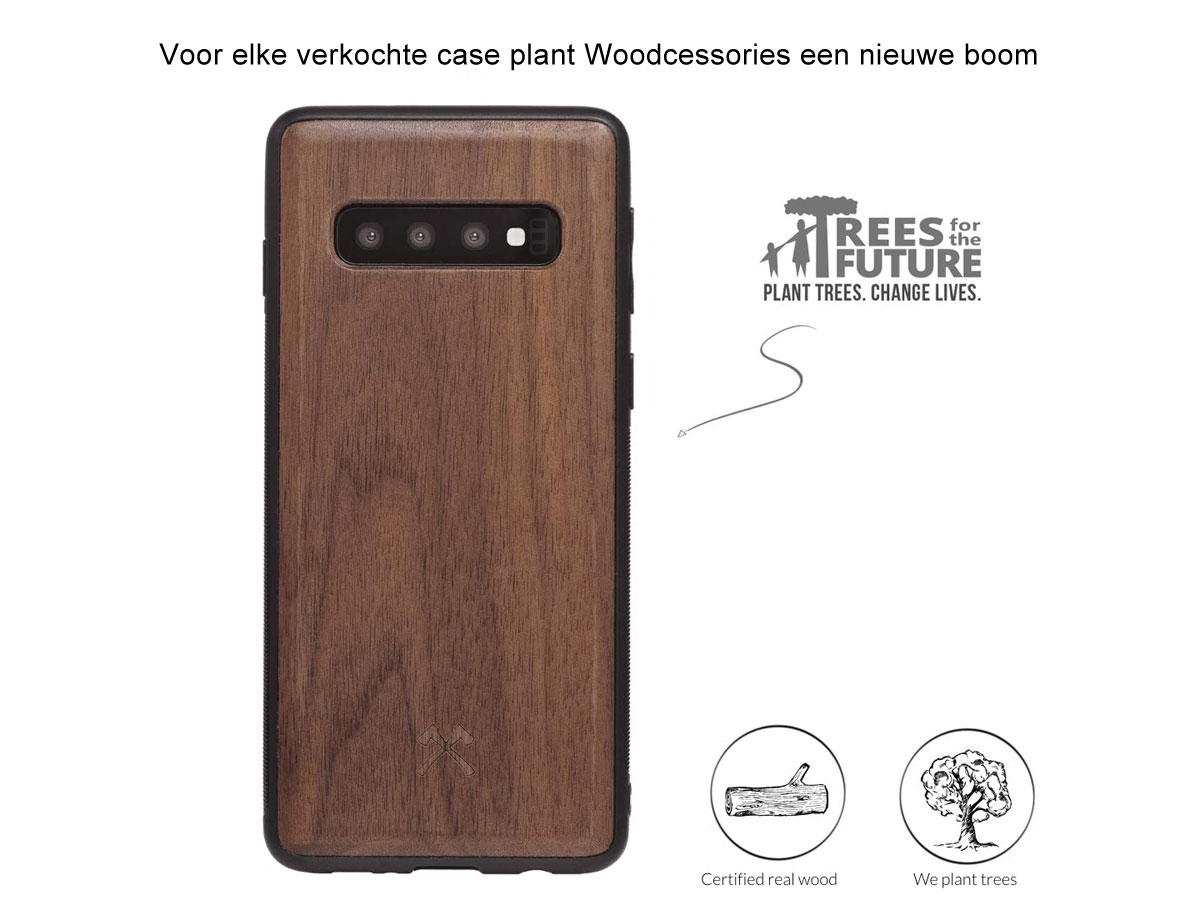 Woodcessories EcoBump Walnut - Samsung Galaxy S10+ hoesje