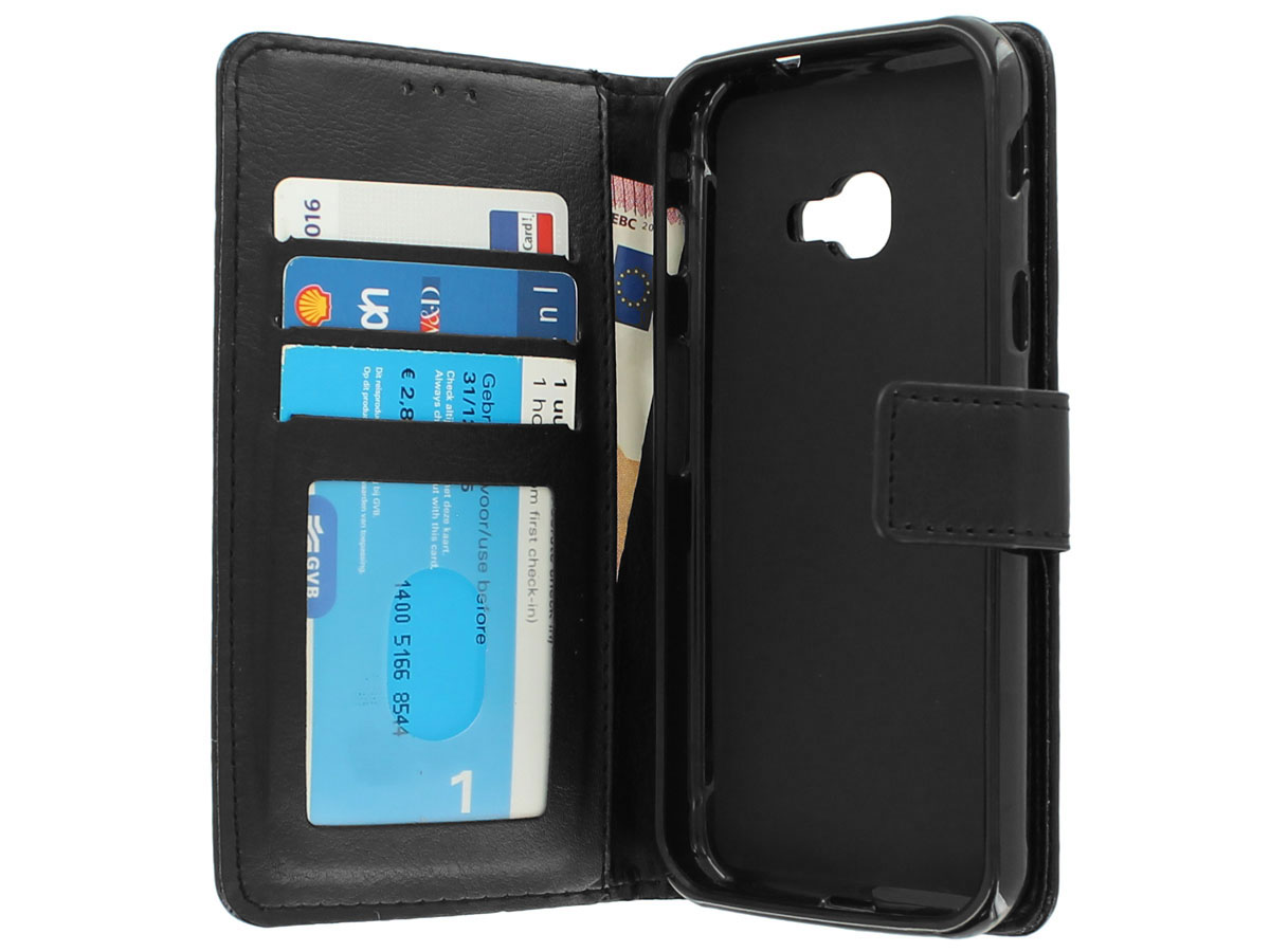 oogsten Graan biografie Samsung Galaxy Xcover 4S Hoesje Zwart Bookcase Flipcase