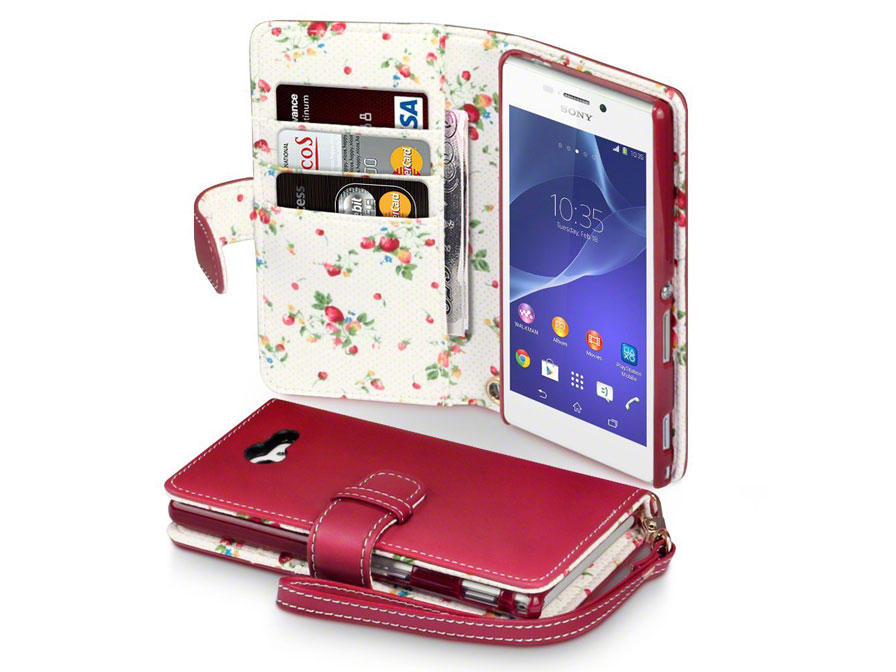 Rode datum Maryanne Jones Aan boord CaseBoutique Flower Wallet Case - Hoesje voor Sony Xperia M2