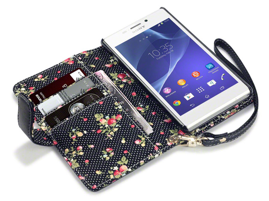 Snooze Vies eigenaar CaseBoutique Flower Wallet Case - Hoesje voor Sony Xperia M2