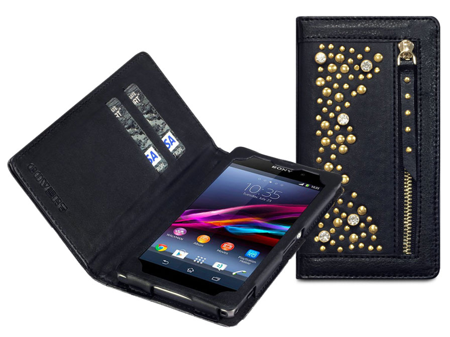 ziek Ontvanger Voordracht Covert Stardust Studded Wallet Case Hoesje voor Sony Xperia Z1