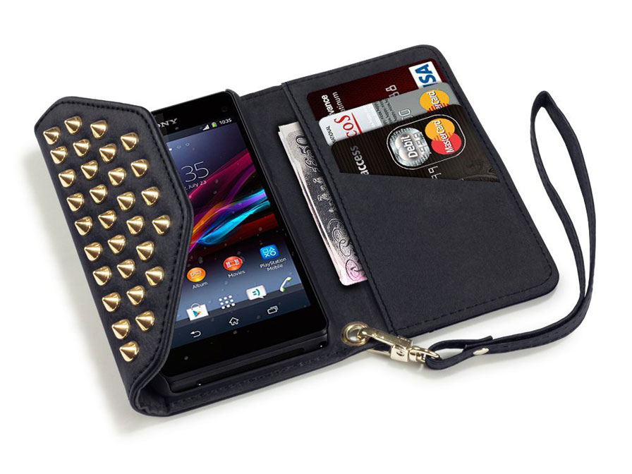 scheidsrechter Klein Ooit Covert Studded Trifold Wallet - Hoesje voor Sony Xperia Z1 Compact
