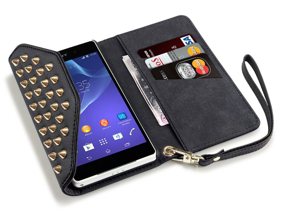 Onweersbui rechtop tot nu Covert Studded Trifold Wallet Case - Hoesje voor Sony Xperia Z2