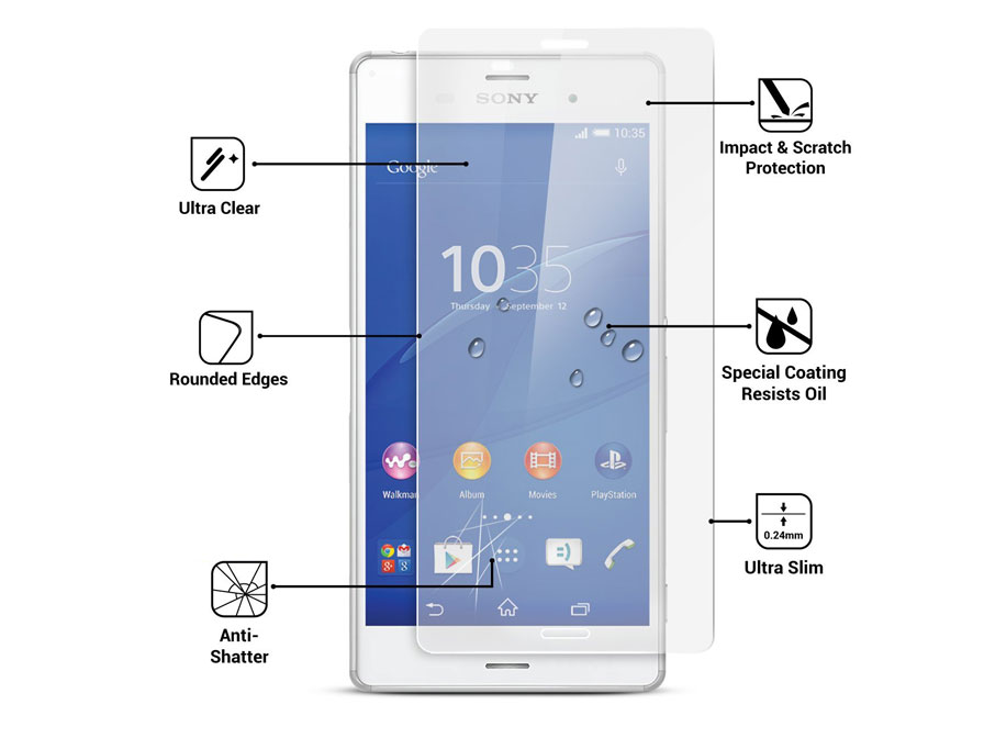 Sony Xperia Z3 Screenprotector Glas - Tempered Glass