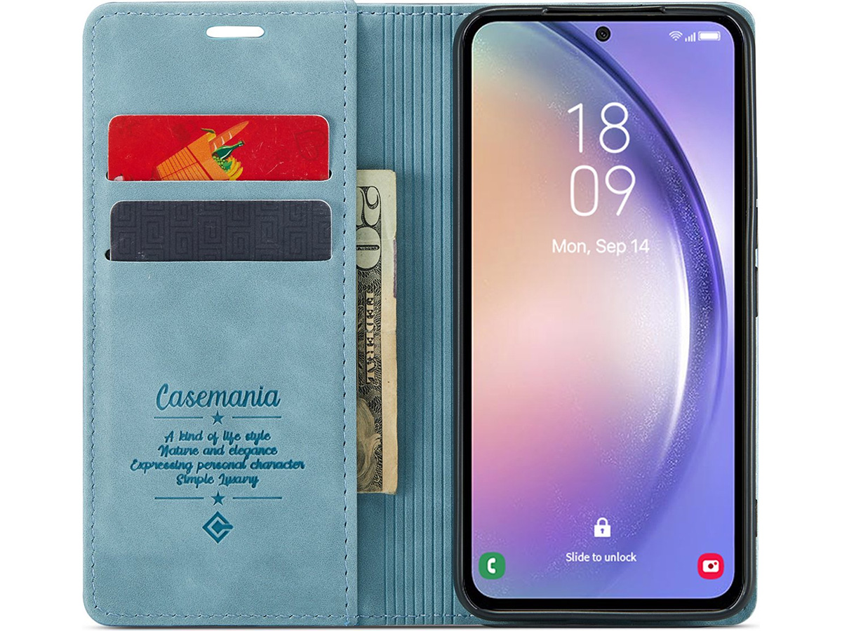 CaseMania Vintage Slim Bookcase Aqua - Google Pixel 8 hoesje