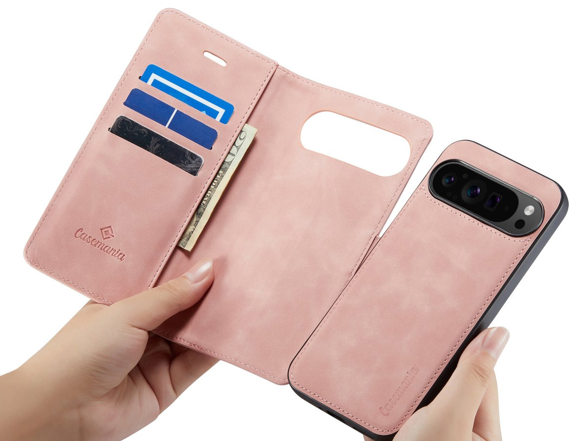 CaseMania 2in1 Magnetic Bookcase Roze - Google Pixel 9 Pro Hoesje