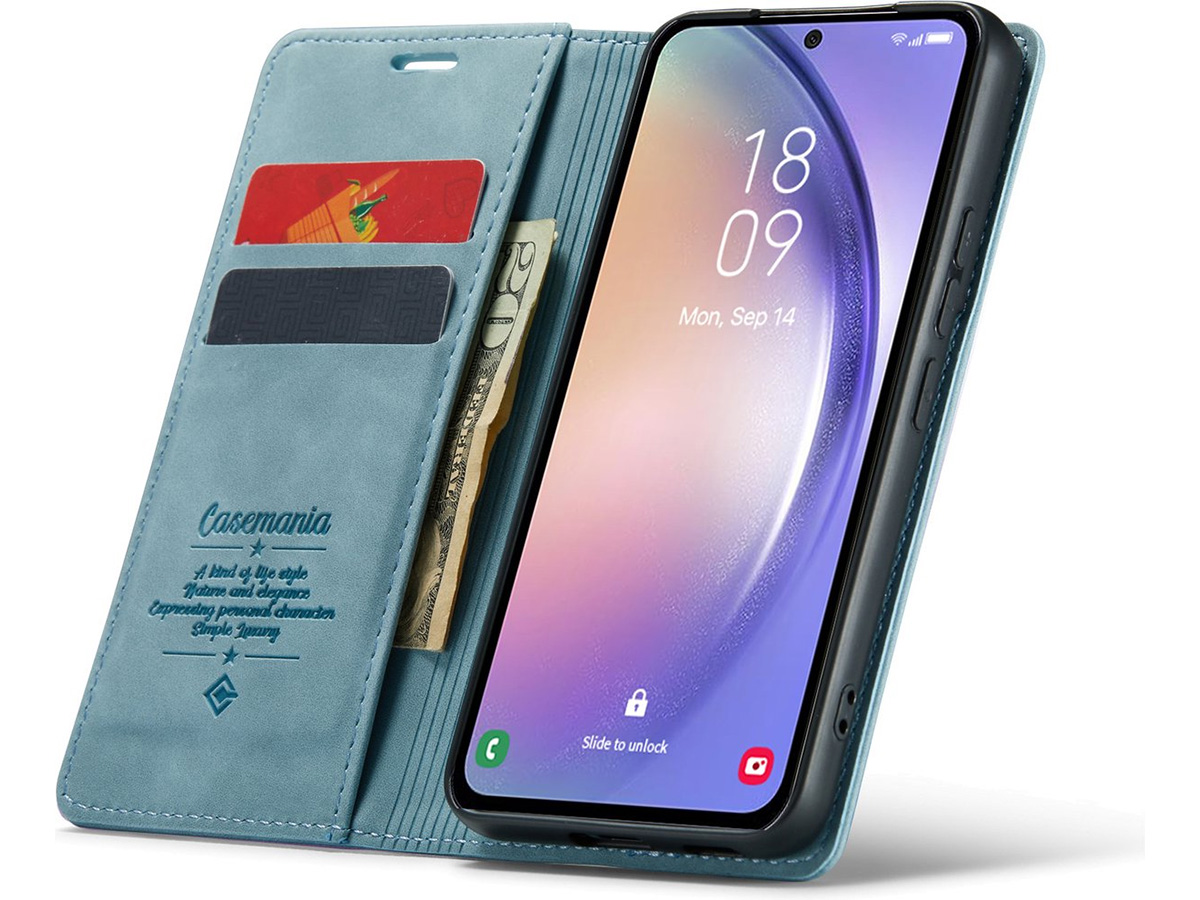 CaseMania Vintage Slim Bookcase Aqua - Google Pixel 9 Pro XL hoesje