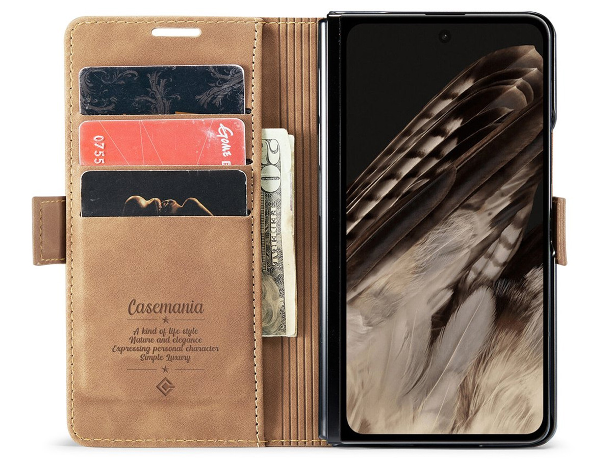 CaseMania Vintage Slim Bookcase Cognac - Google Pixel Fold hoesje