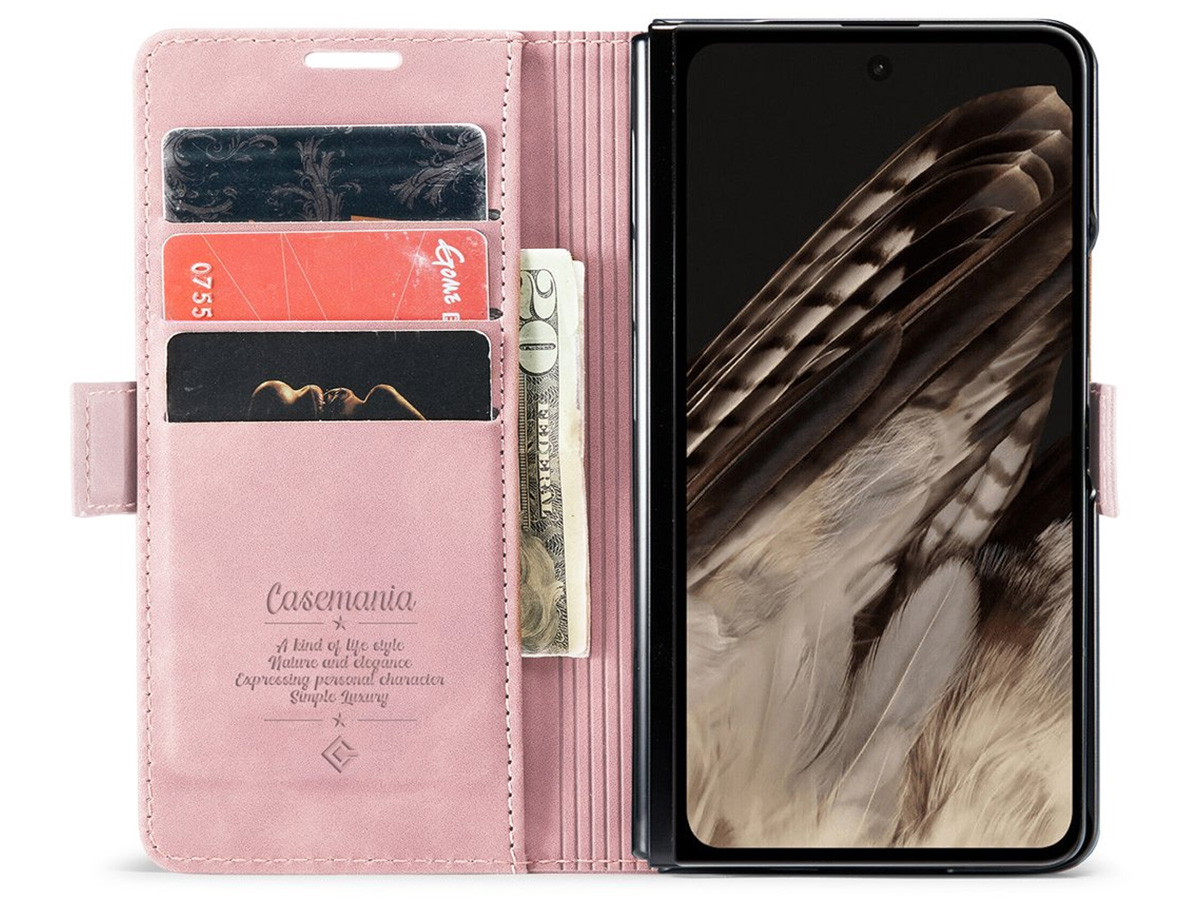 CaseMania Vintage Slim Bookcase Roze - Google Pixel Fold hoesje