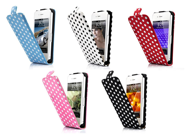 Monica kraam lancering Polka Dot Slimline Flip Case Hoes voor iPhone 4/4S