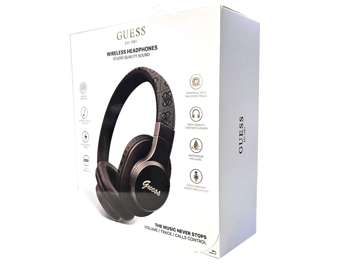 Guess 4G Monogram Bluetooth Over-Ear Koptelefoon - Bruin