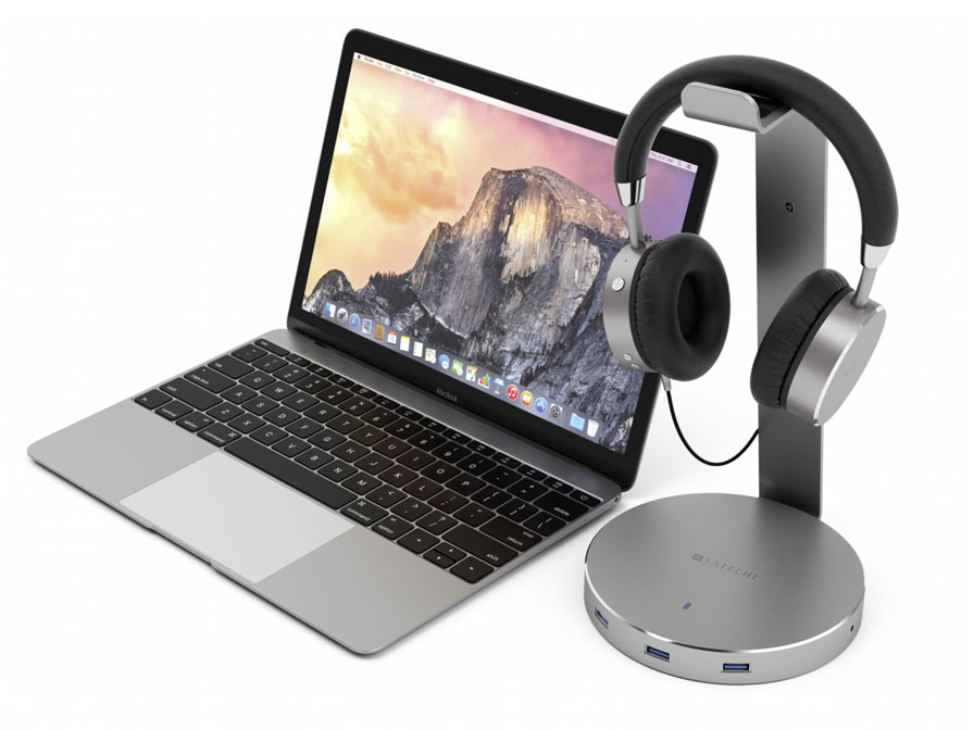 Satechi Aluminium Headphone Stand met USB-Hub