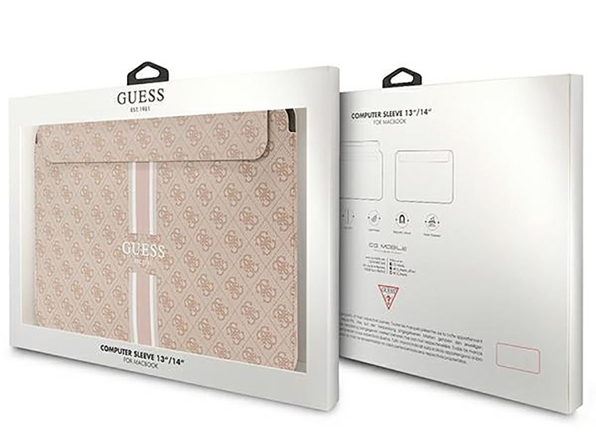 Guess Varsity Monogram Laptop Sleeve Roze - MacBook 13