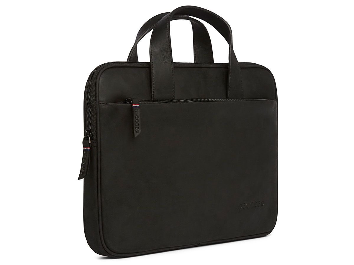 Ademen Kliniek Bondgenoot Decoded Slim Bag Zwart | Leren Laptoptas tot 15 inch