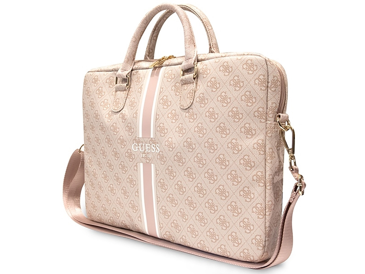 Guess Varsity Monogram Laptop Bag Roze - Laptoptas tot 16 inch