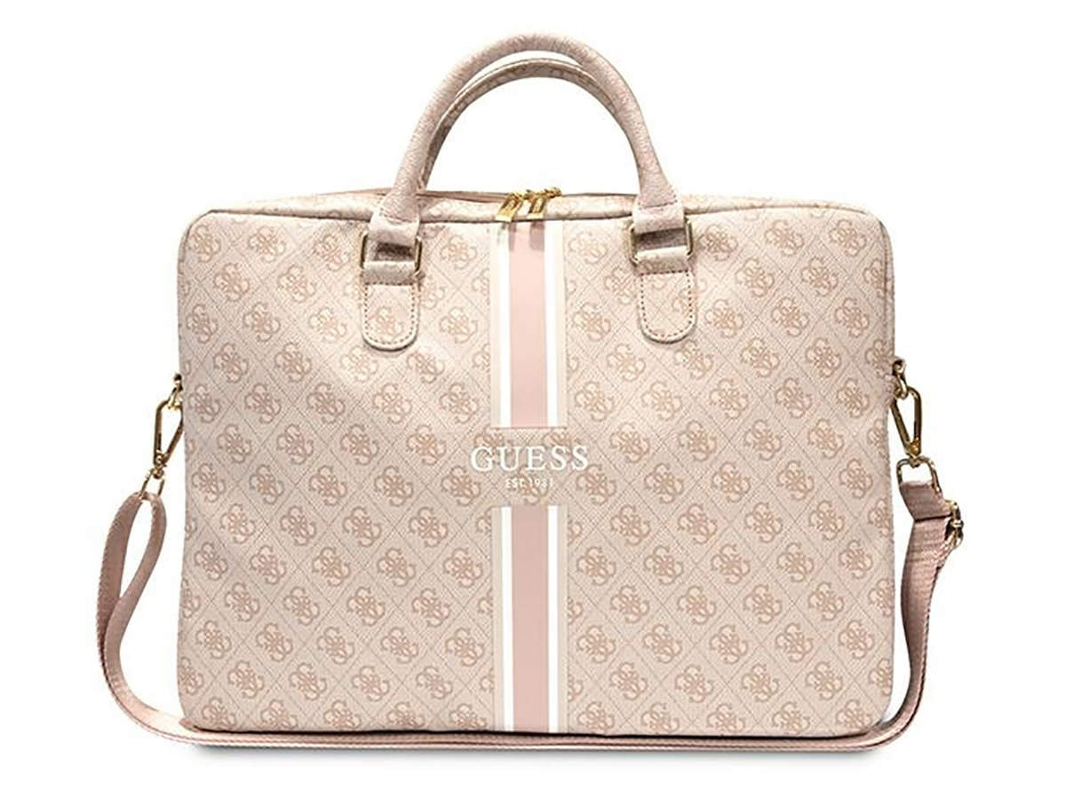 Guess Varsity Monogram Laptop Bag Roze - Laptoptas tot 16 inch