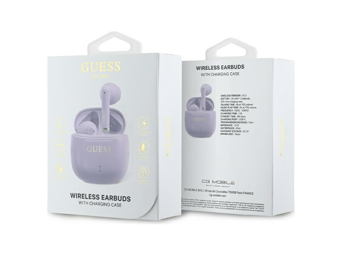 Guess True Wireless EarPhones Bluetooth Oordopjes - Lila Paars