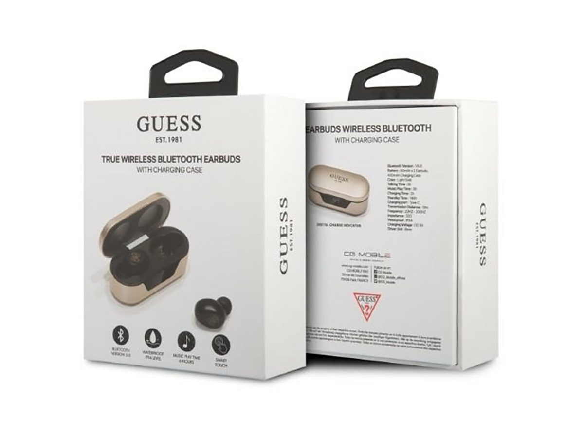 Guess Wireless Earbuds Goud - Bluetooth Oordopjes met LED Charging Case