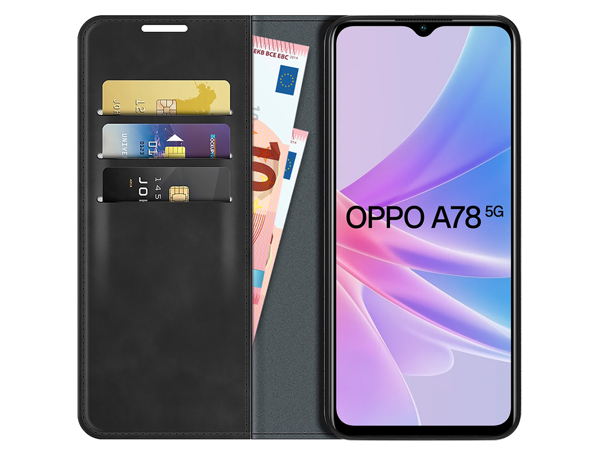 Just in Case Slim Wallet Case Zwart - Oppo A78 5G hoesje