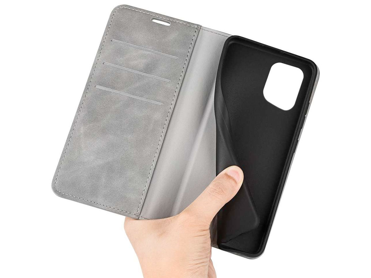 Just in Case Slimfit Wallet Case Grijs - Oppo Find X5 hoesje