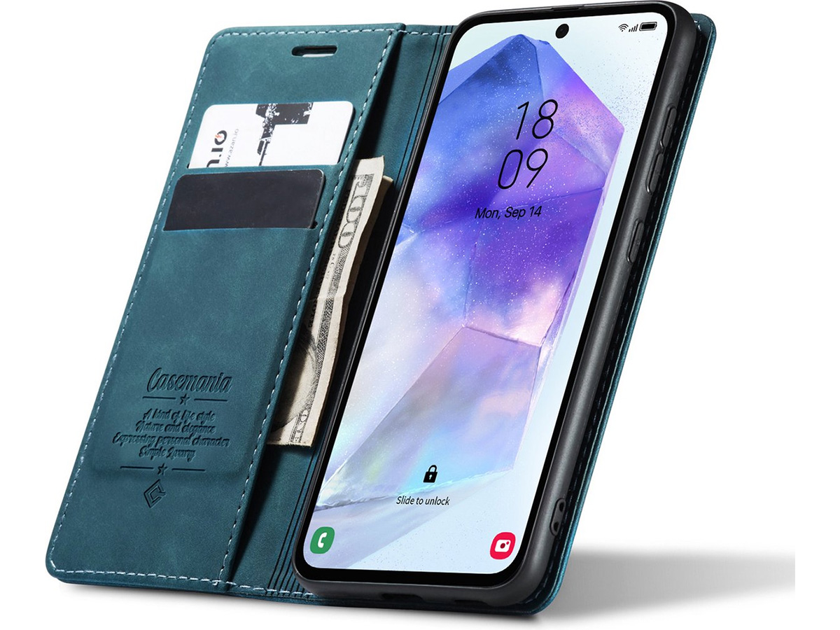 CaseMania Vintage Slim Bookcase Groen - Oppo Reno 12/12 Pro hoesje