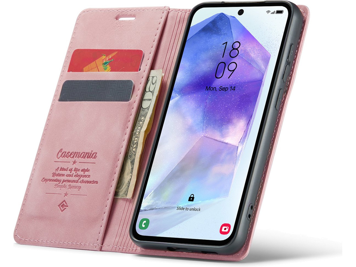 CaseMania Vintage Slim Bookcase Roze - Oppo Reno 12/12 Pro hoesje