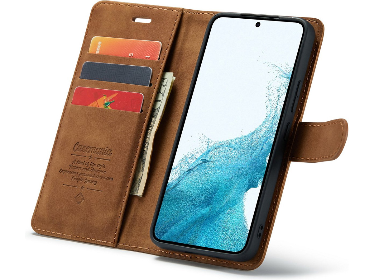 CaseMania 2in1 Magnetic Bookcase Cognac - Oppo Reno 12/12 Pro Hoesje