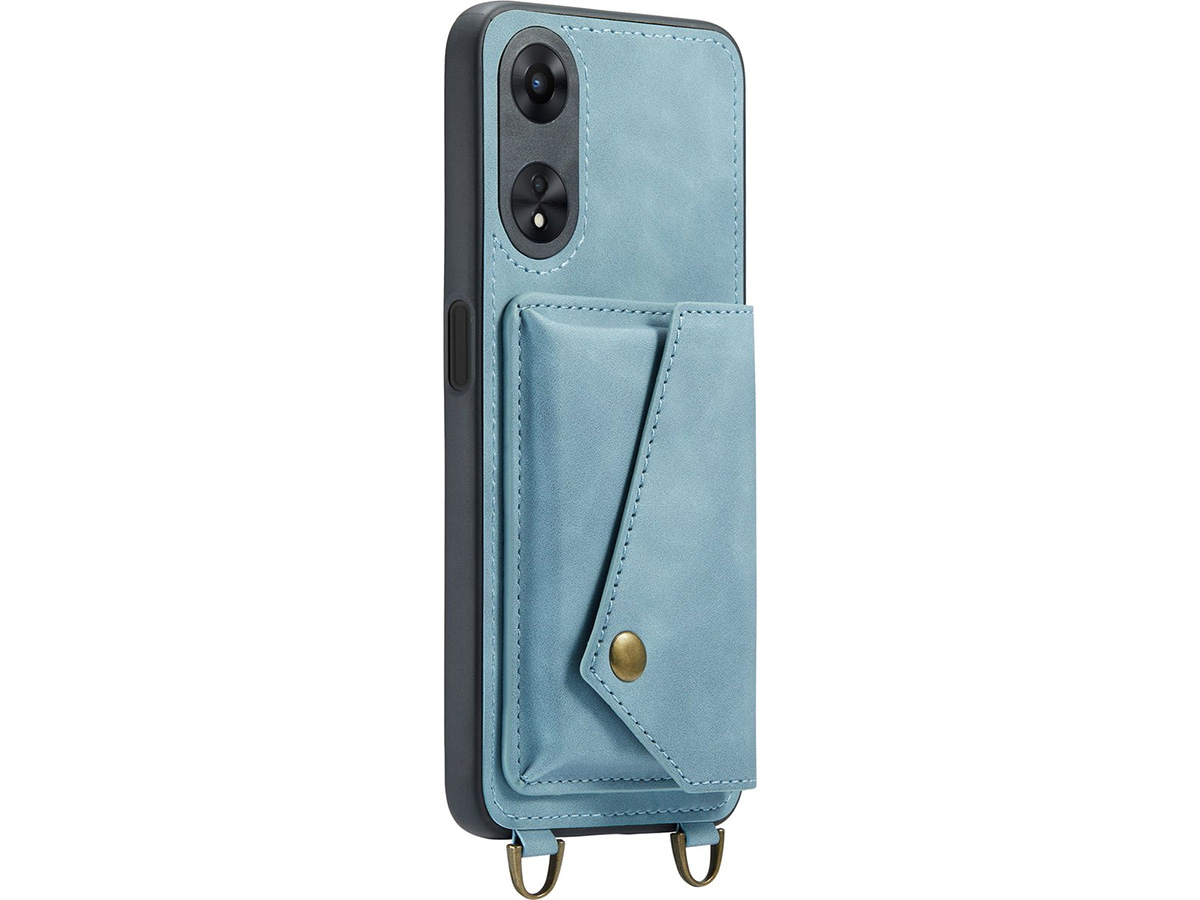 CaseMania Crossbody Wallet Case Aqua - Oppo Reno 8T hoesje met koord