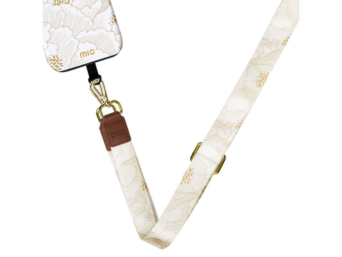 MIO Lanyard White Roses - Universeel Telefoonkoord