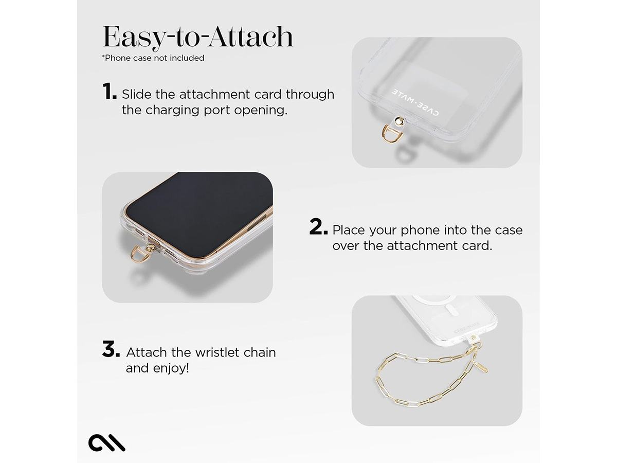 Case-Mate Gold Link Chain Phone Charm - Universele Wristlet