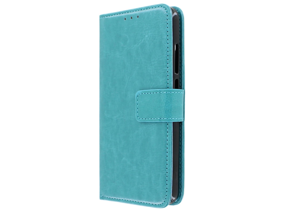 gouden Ongewapend glas Bookcase Wallet Turquoise | Xiaomi Mi A2 hoesje