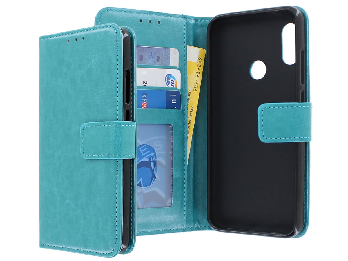 gouden Ongewapend glas Bookcase Wallet Turquoise | Xiaomi Mi A2 hoesje